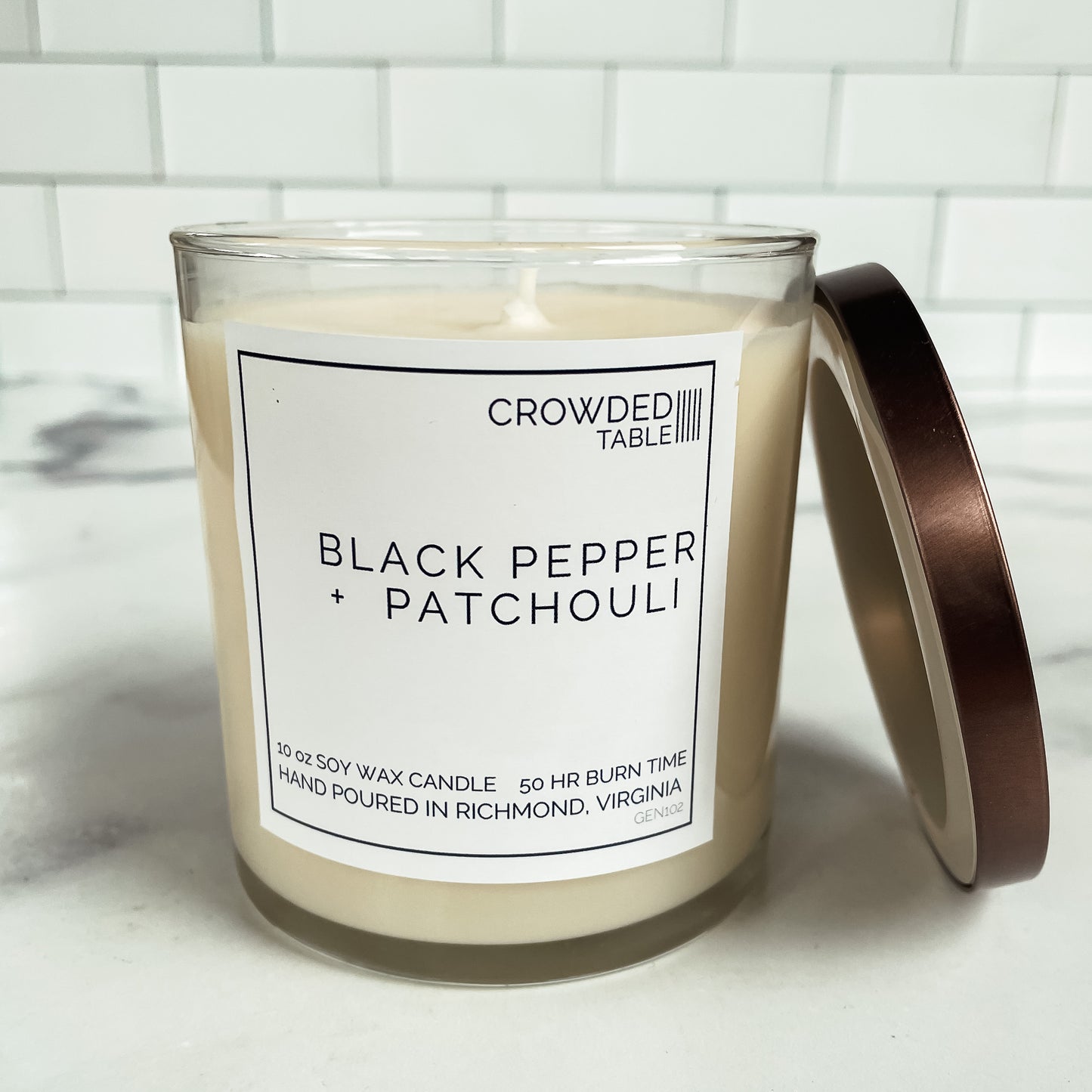Black Pepper + Patchouli 10 oz. Pure Soy Wax Candle