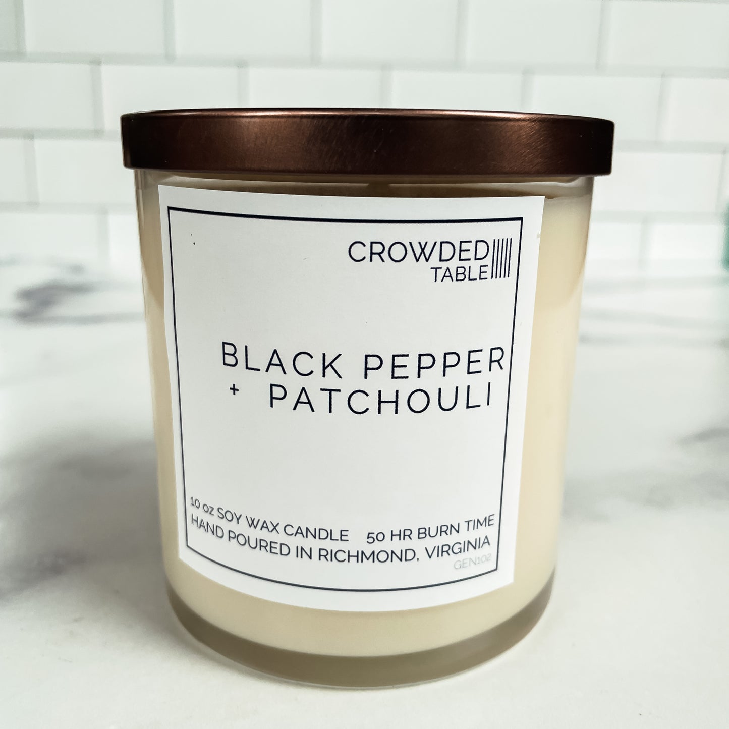 Black Pepper + Patchouli 10 oz. Pure Soy Wax Candle