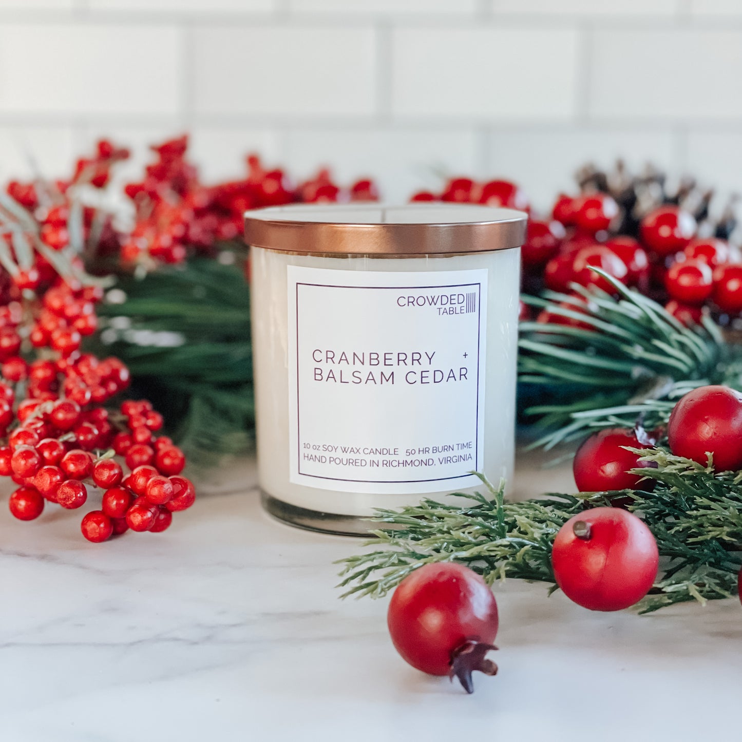 Cranberry + Balsam Cedar 10 oz. Pure Soy Wax Candle