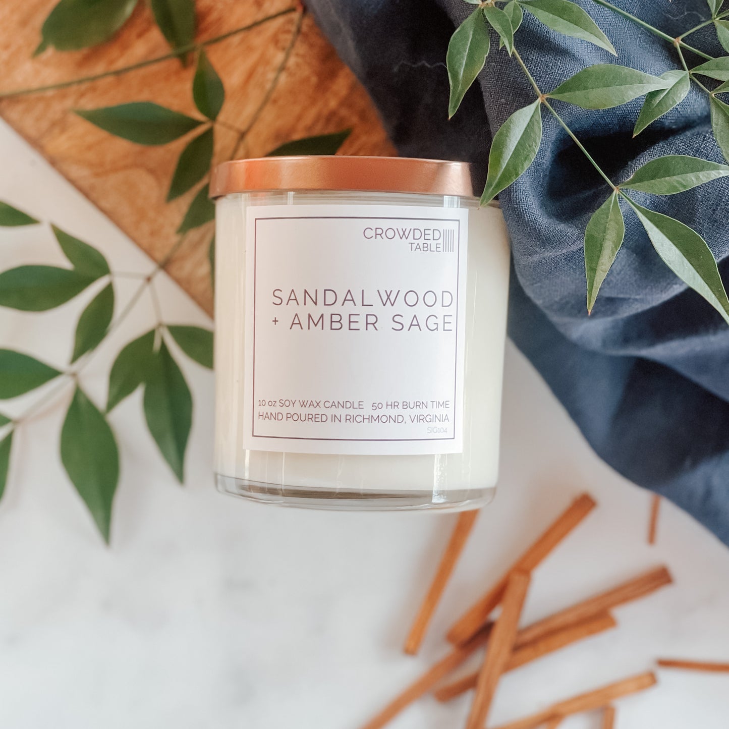 Sandalwood + Amber Sage 10 Oz. Pure Soy Wax Candle