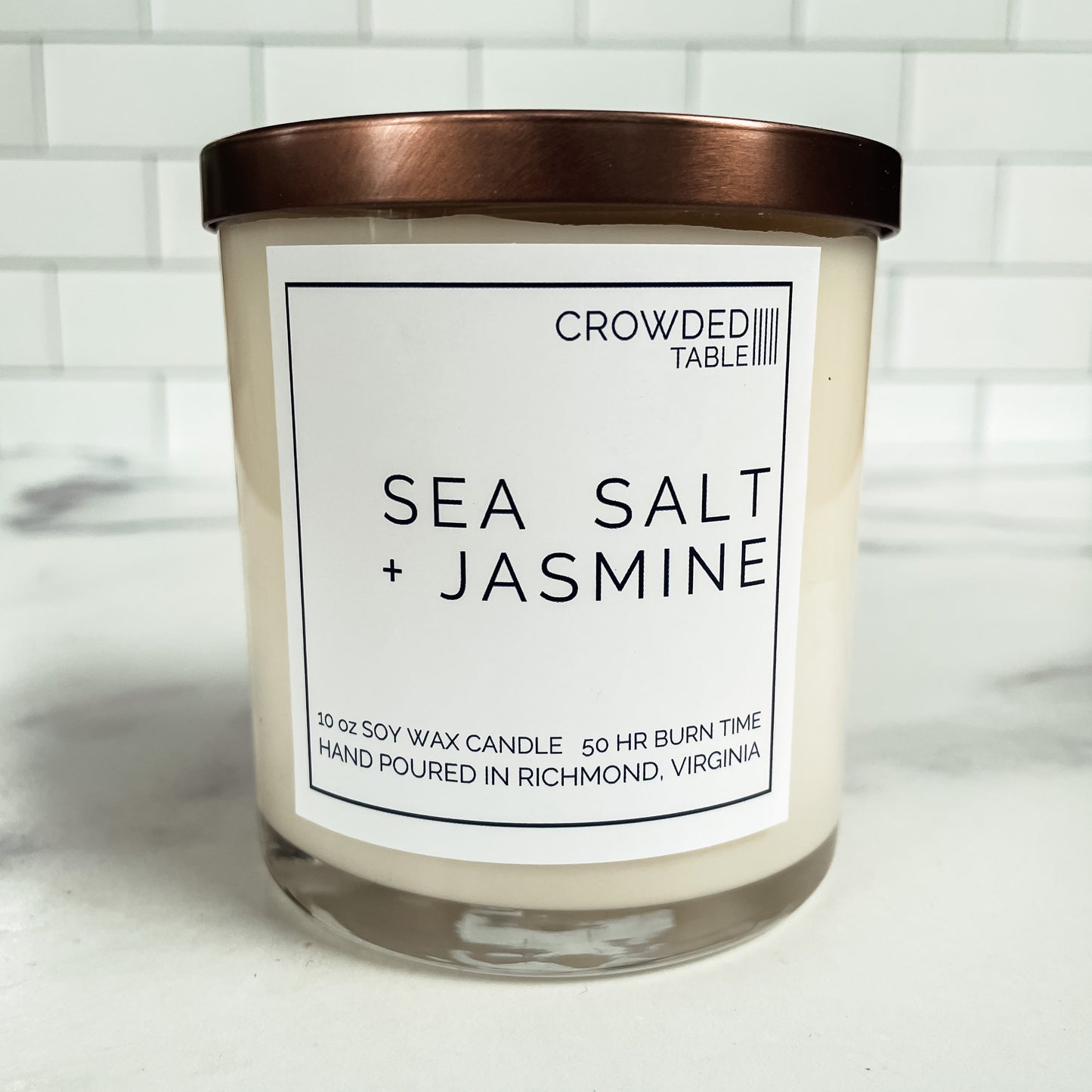 Sea Salt + Jasmine 10 oz. Pure Soy Wax Candle