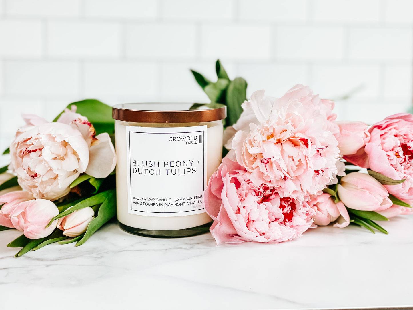 Blush Peony + Dutch Tulips 10 oz. Soy Wax Candle