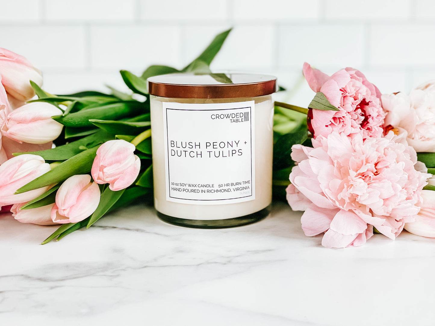 Blush Peony + Dutch Tulips 10 oz. Soy Wax Candle