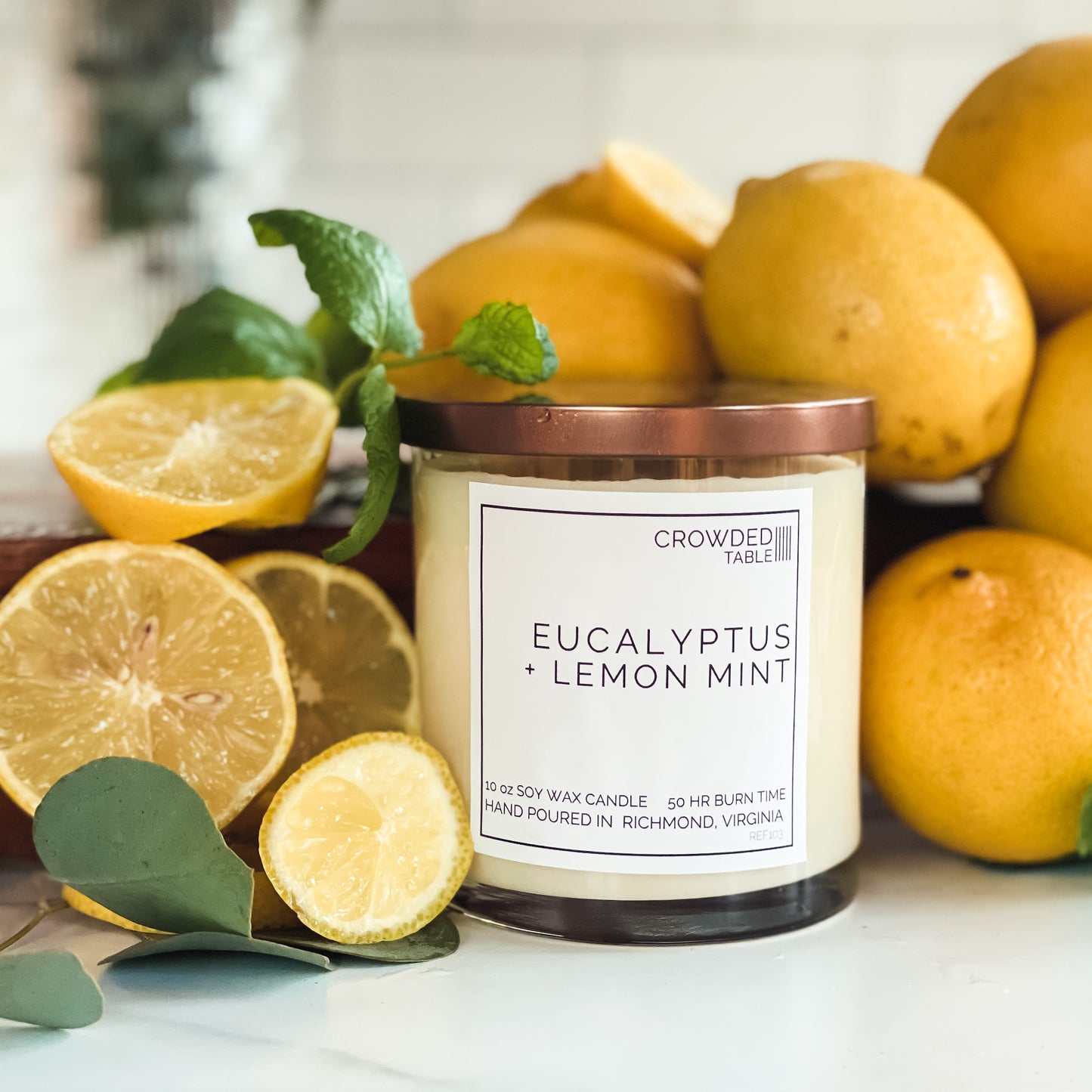 Eucalyptus + Lemon Mint 10 oz. Pure Soy Wax Candle