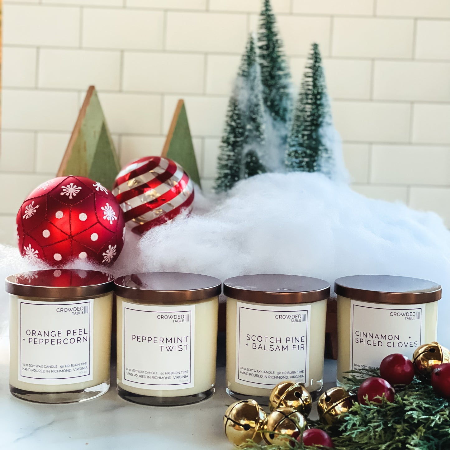Holiday Collection Candle Sampler Pack - 4 x 10 ounce Pure Soy Wax Candles
