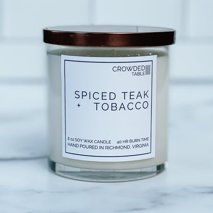 Spiced Teak + Tobacco 10 oz. Pure Soy Wax Candle