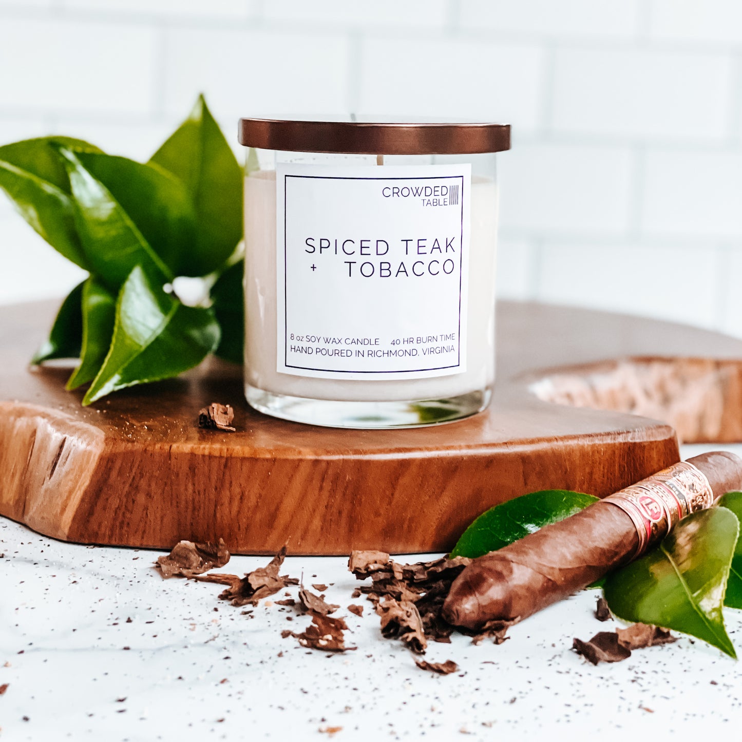 Spiced Teak + Tobacco 10 oz. Pure Soy Wax Candle