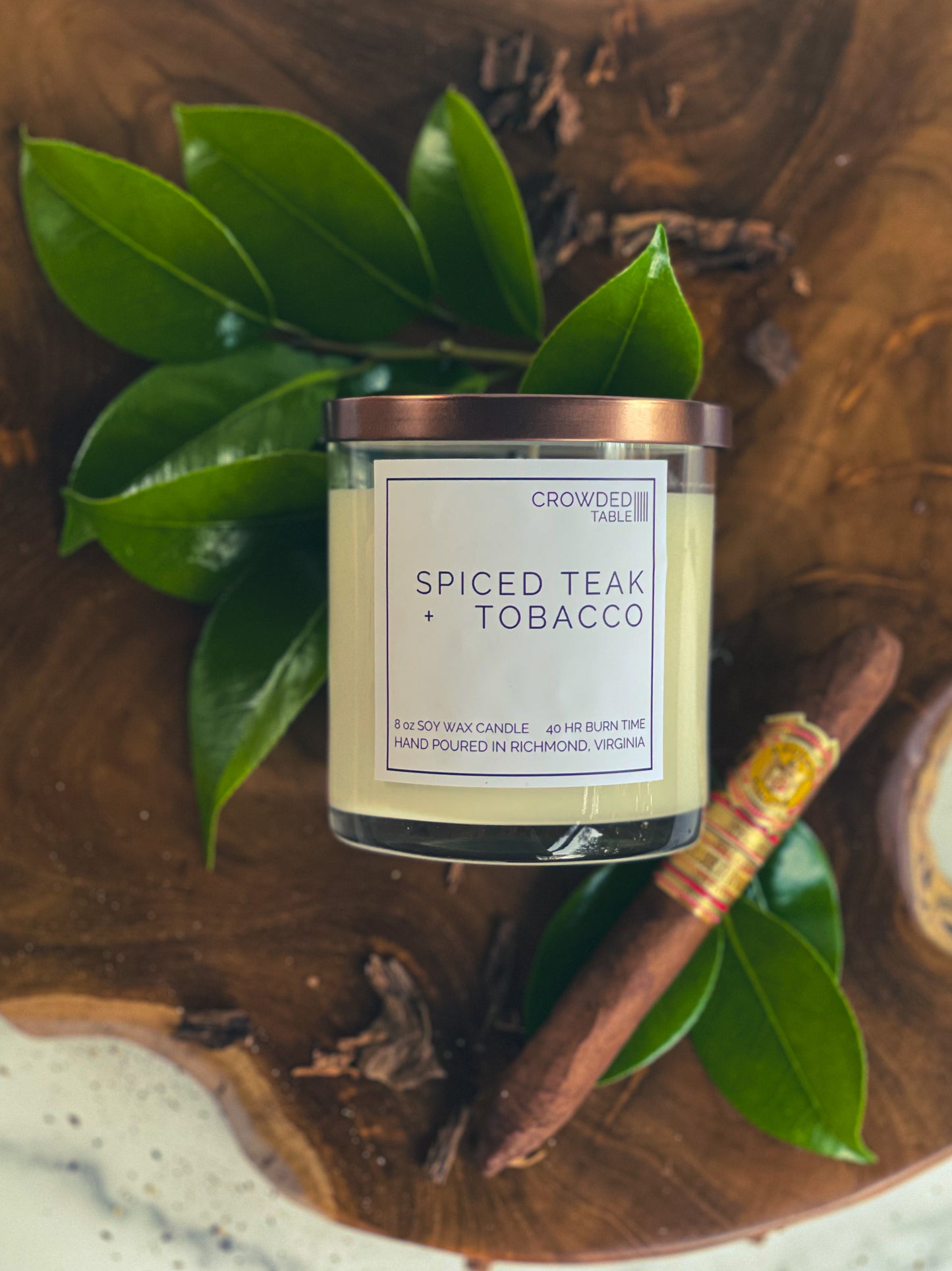 Spiced Teak + Tobacco 10 oz. Pure Soy Wax Candle