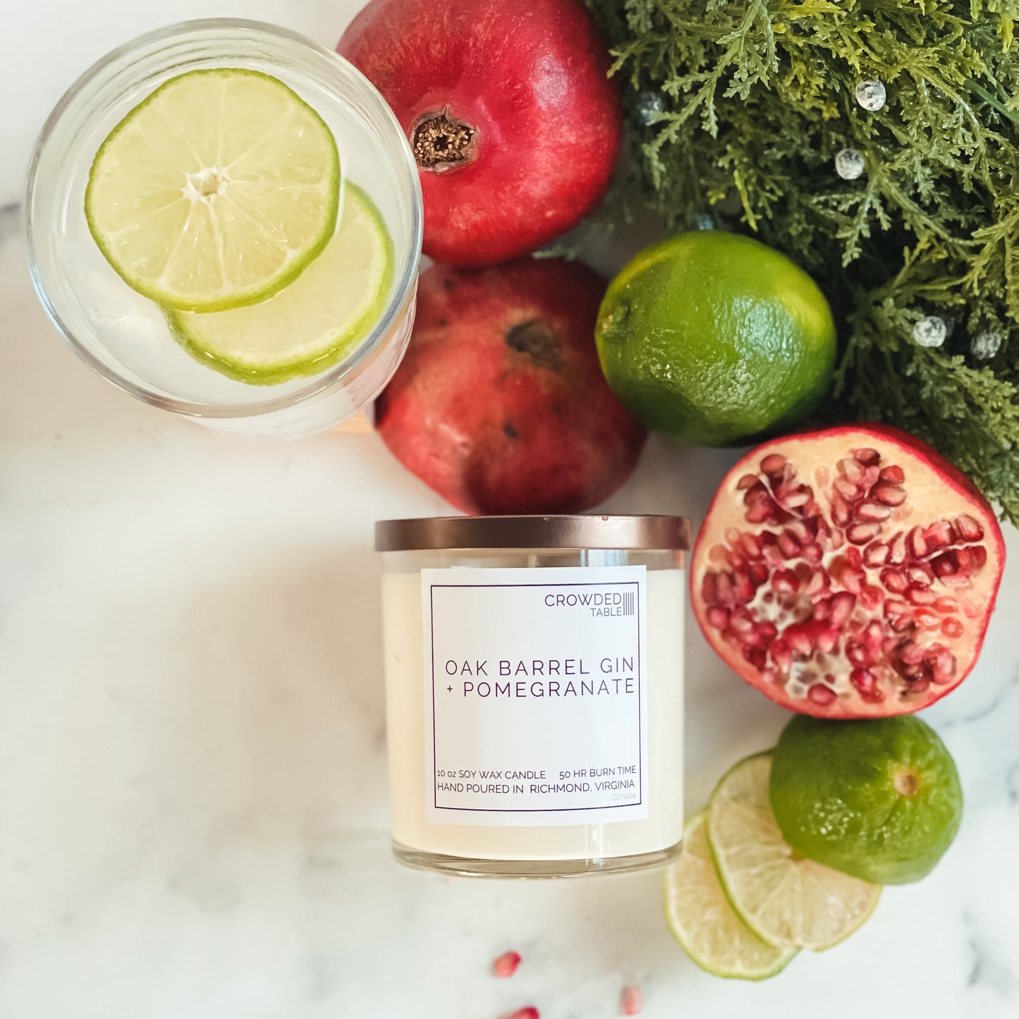 Oak Barrel Gin + Pomegranate 10 Oz. Pure Soy Wax Candle