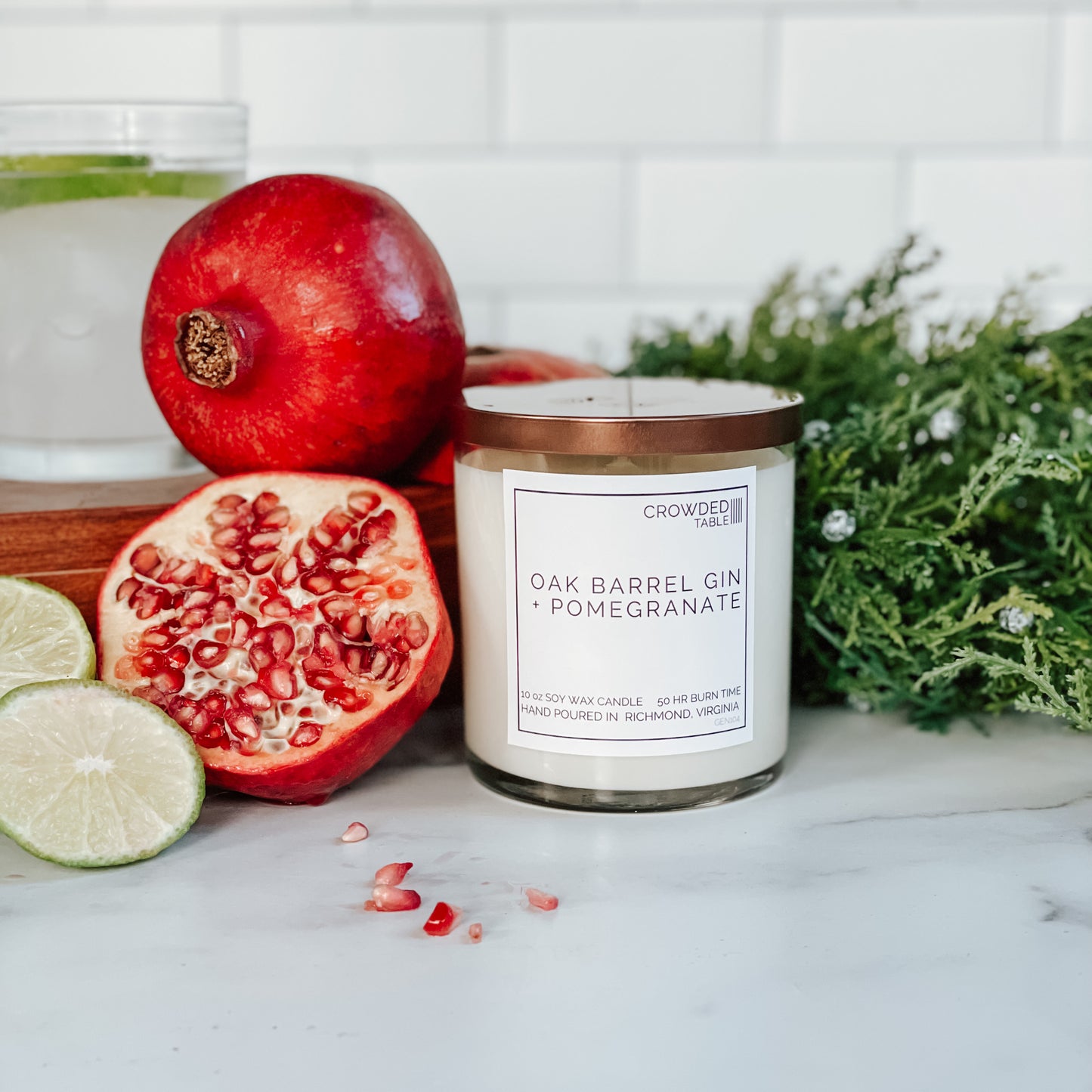 Oak Barrel Gin + Pomegranate 10 Oz. Pure Soy Wax Candle