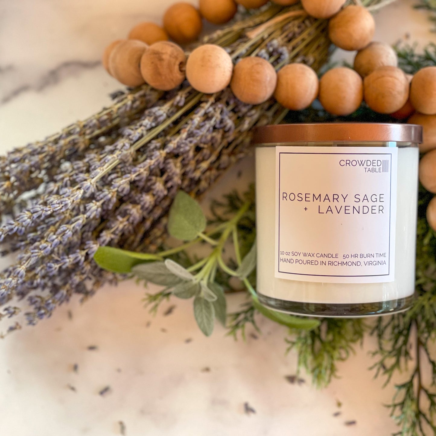 Rosemary Sage + Lavender 10 Oz. Pure Soy Wax Candle