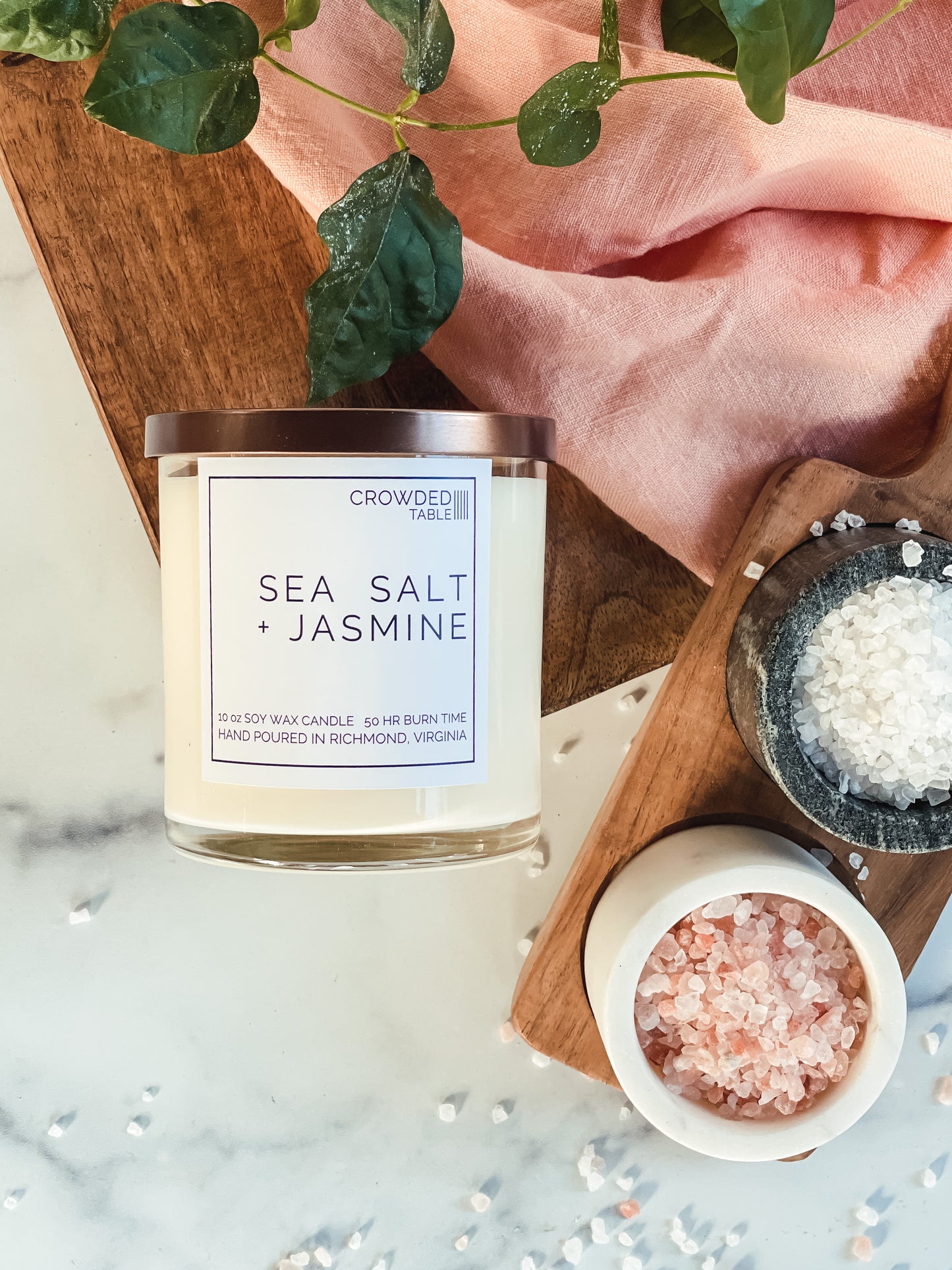 Sea Salt + Jasmine 10 oz. Pure Soy Wax Candle