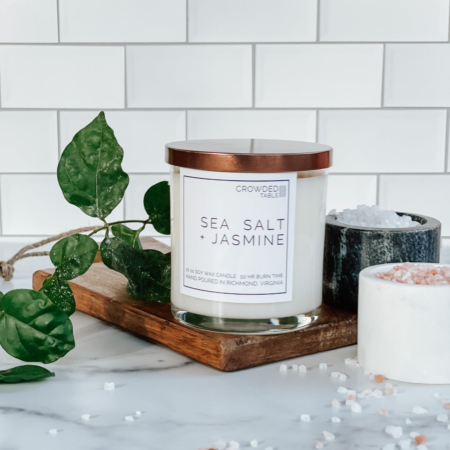 Sea Salt + Jasmine 10 oz. Pure Soy Wax Candle