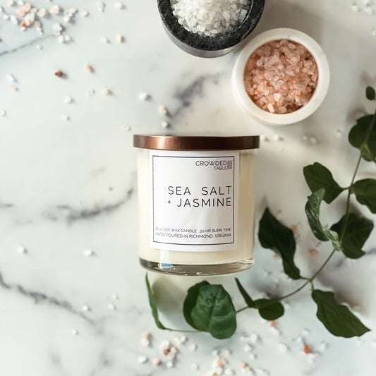 Sea Salt + Jasmine 10 oz. Pure Soy Wax Candle