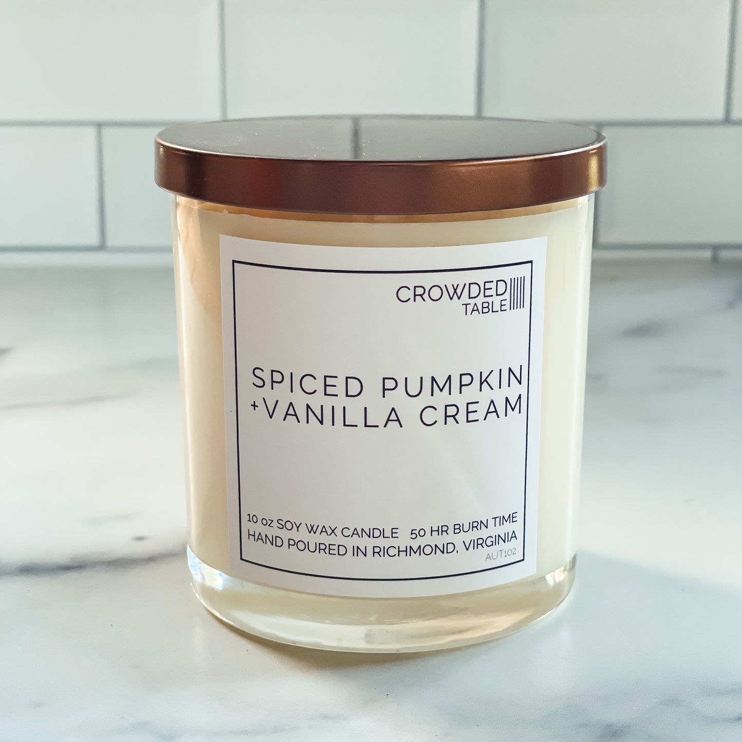 Spiced Pumpkin + Vanilla Cream 10 oz. Pure Soy Wax Candle